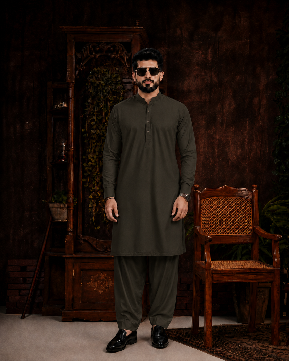 Premium Green Wash & Wear Unstitched Suit